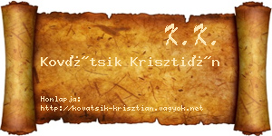 Kovátsik Krisztián névjegykártya